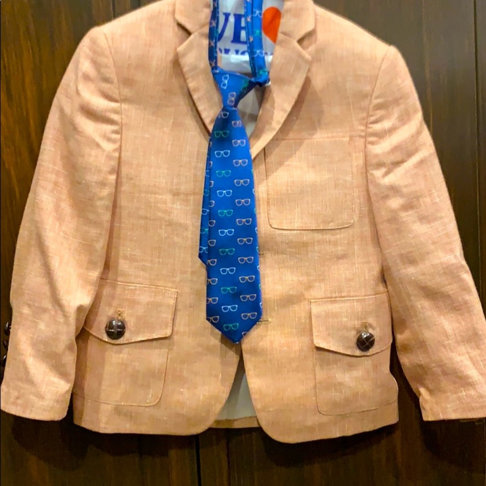 Kids orange suit with shirt and tie